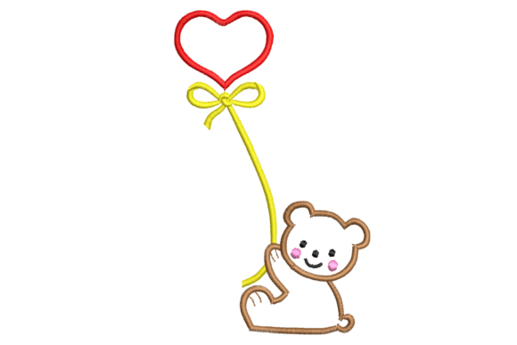 Cute Bear with Heart Balloon Embroidery: A Designer’s Review