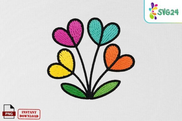 Review: Colorful Heart Flower Embroidery PNG for Holiday Crafts