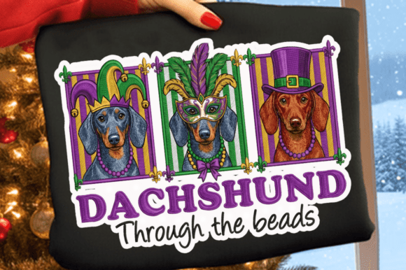 Review: Faux Embroidery Dachshund Mardi Gras PNG