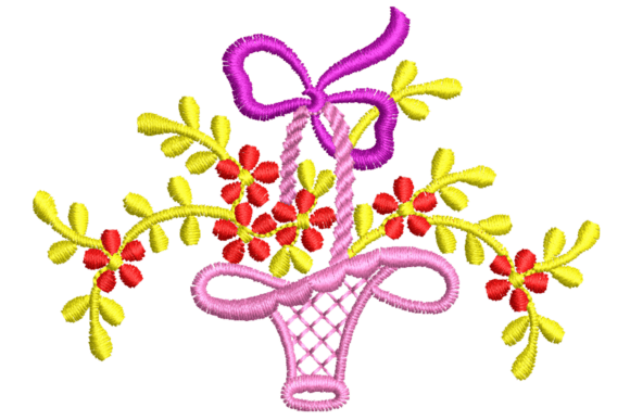 Reviewing Flowers in a Basket Embroidery Design for Etsy Shops