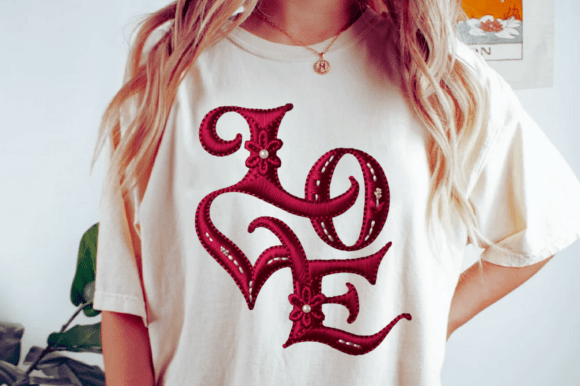 Reviewing LOVE Script Embroidery PNG Design for Apparel