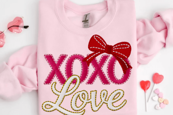 Reviewing Valentine Day XOXO Love Embroidery PNG for Merch